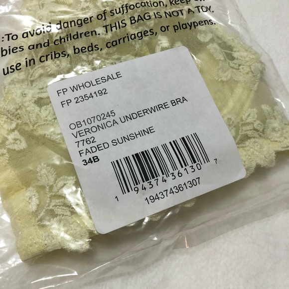 NWT Free People Yellow Lace Veronica Underwire Bra - Picture 6 of 8